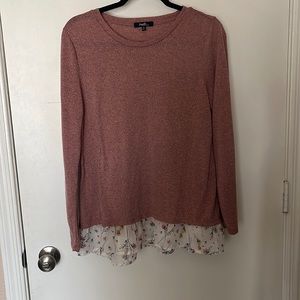 Size medium long sleeve shirt with ruffle floral bottom